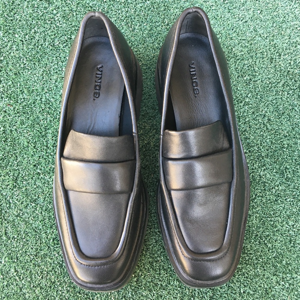 NWT Vince Robin Lug Sole Loafer Leather Black 37